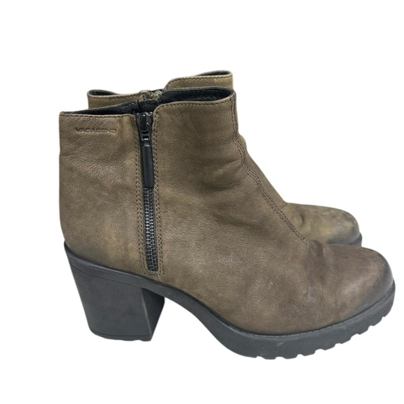 Vegabond Leather Army Green Ankle Boots Size 38Eu 7.5us - Picture 1 of 8